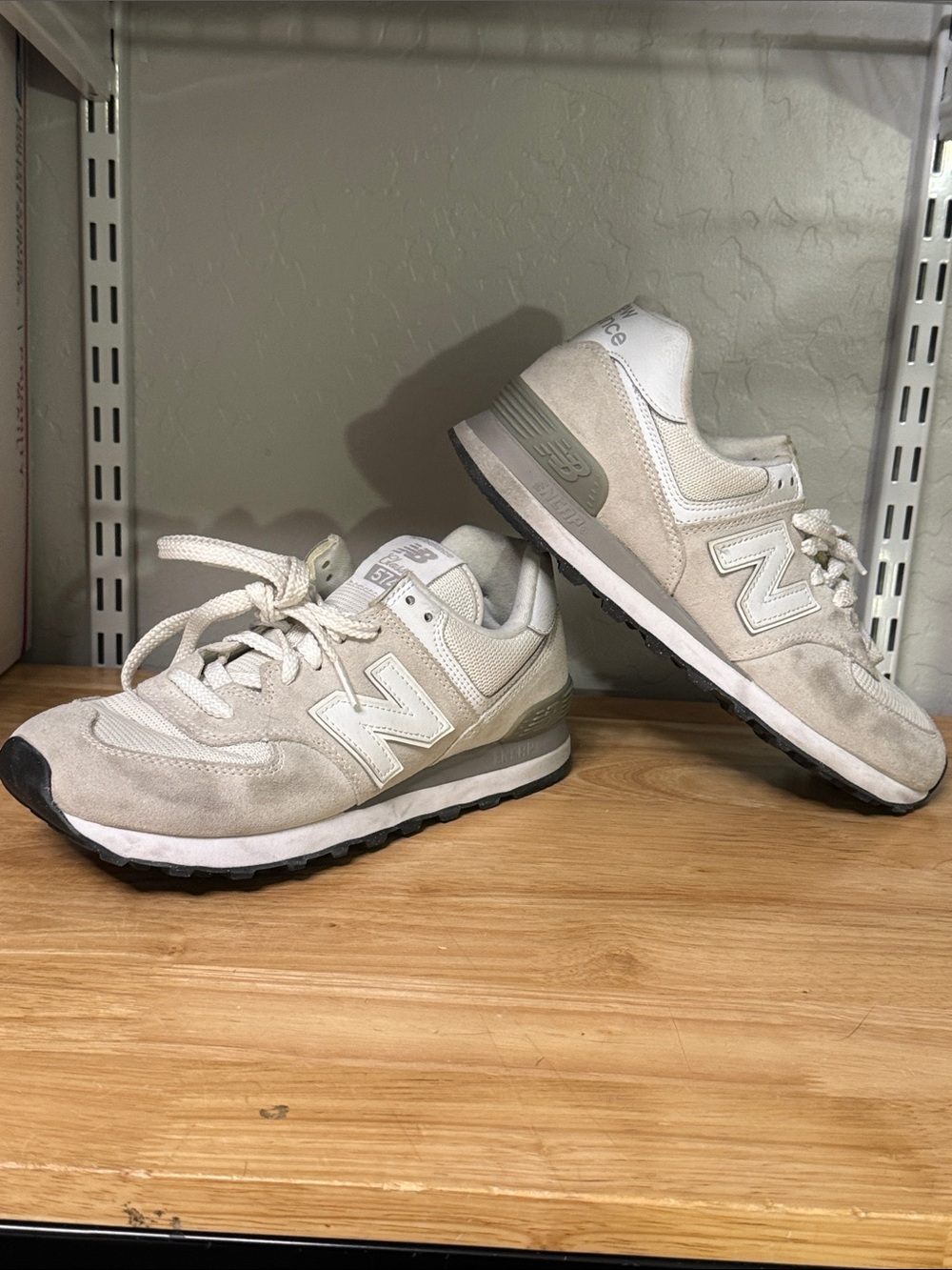New Balance 574 Light Gray Suede & Mesh Sneakers - Picture 5 of 10